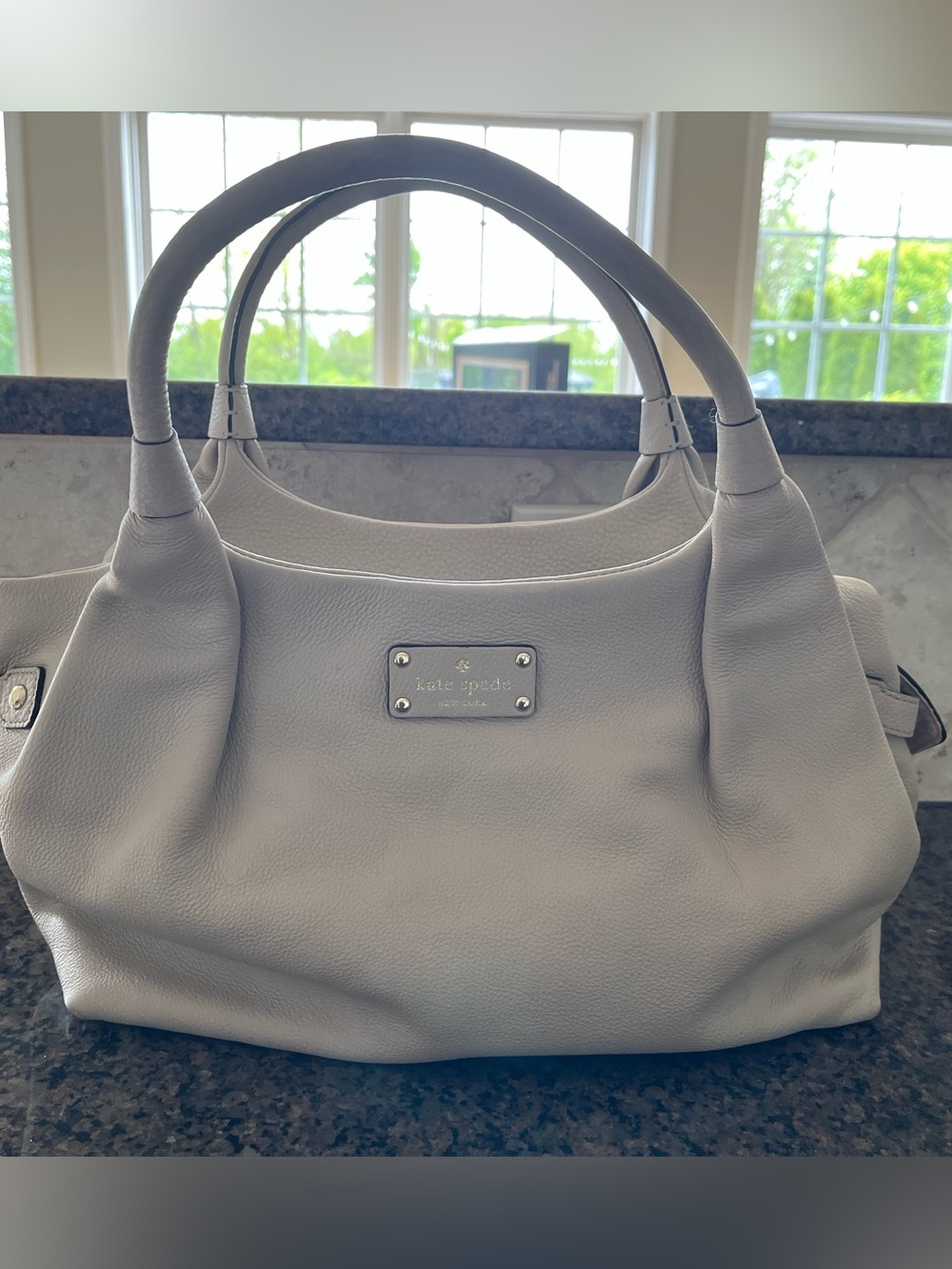 kate spade Cream Pebbled Leather Shoulder Bag